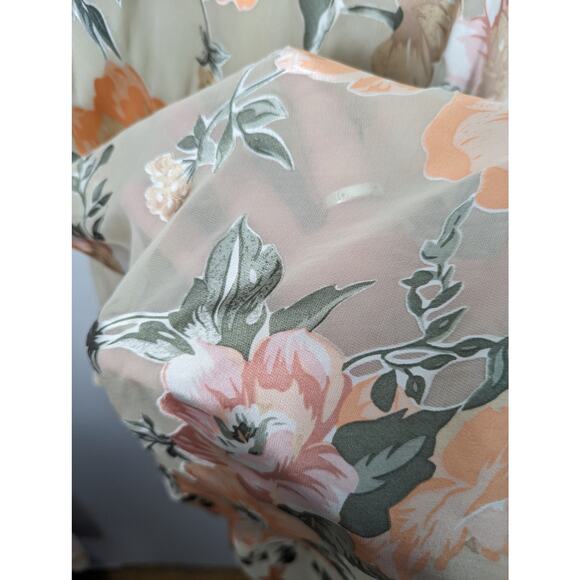 Vintage 90's Y2k Casual Corner Silk Blend Floral Midi Dress Sheer Overlay NWT 8 - Picture 6 of 10